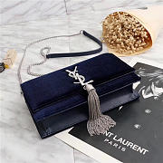 YSL Saint Laurent in Blue Bag with Gold Hardware - 6