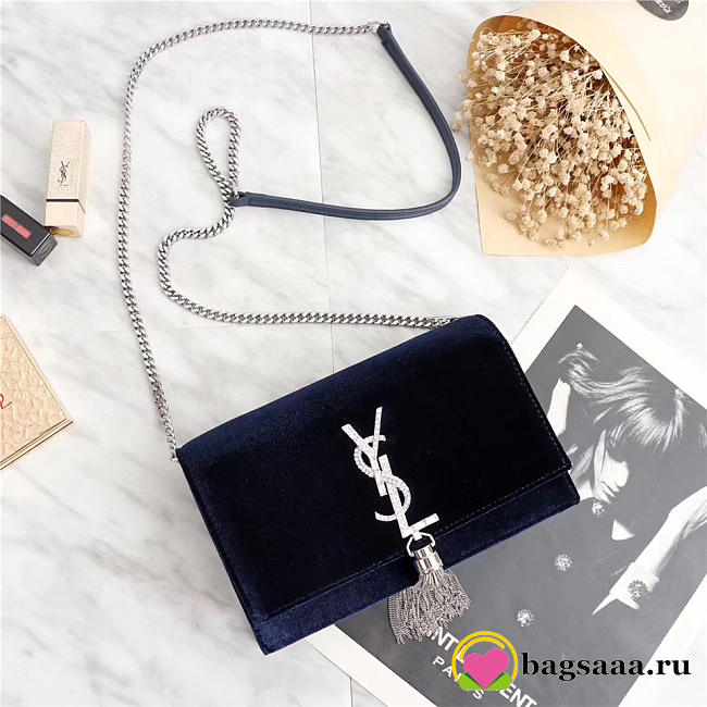 YSL Saint Laurent in Blue Bag with Gold Hardware - 1