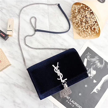YSL Saint Laurent in Blue Bag with Gold Hardware