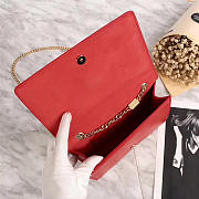 YSL Monogram Leather With Metal Chain Shoulder Bag In Red 26571 - 3
