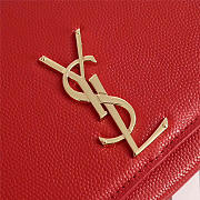 YSL Monogram Leather With Metal Chain Shoulder Bag In Red 26571 - 4