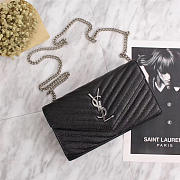 YSL original leather women's shoulder bag in Black with Silver Harsare 26801 - 4