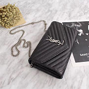 YSL original leather women's shoulder bag in Black with Silver Harsare 26801 - 2