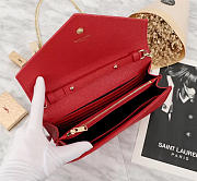 YSL original leather women's shoulder bag in Red 26801 - 3