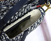 Dior Oblique Jacquard Canvas Calfskin leather Saddle Large Bag in Blue - 5