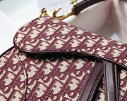 Dior Oblique Jacquard Canvas Calfskin leather Saddle Large Bag in Wine Red - 2