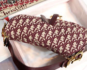 Dior Oblique Jacquard Canvas Calfskin leather Saddle Large Bag in Wine Red - 5