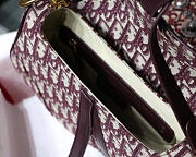 Dior Oblique Jacquard Canvas Calfskin leather Saddle Large Bag in Wine Red - 6
