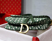 Dior Oblique Jacquard Canvas Calfskin leather Saddle Large Bag in Green - 2