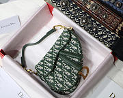 Dior Oblique Jacquard Canvas Calfskin leather Saddle Small Bag in Green - 2