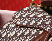Dior Oblique Jacquard Canvas Calfskin leather Saddle Large Bag in Brown - 2