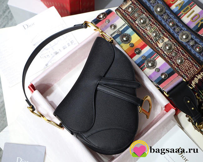 Dior Oblique Calfskin leather Saddle Large Bag in Black - 1