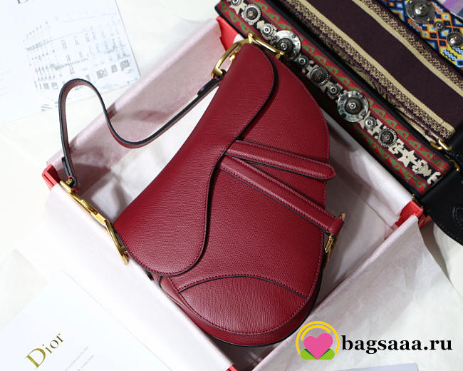 Dior Oblique Calfskin leather Saddle Large Bag in Wine Red - 1