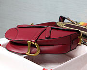 Dior Oblique Calfskin leather Saddle Large Bag in Wine Red - 6