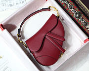 Dior Oblique Calfskin leather Saddle Small Bag in Wine Red - 2