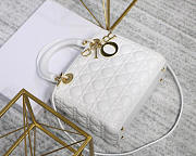 Dior Lady White Handbag With Gold Hardware 24CM - 1