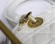 Dior Lady White Handbag With Gold Hardware 24CM - 6
