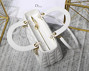 Dior Lady White Handbag With Gold Hardware 24CM - 4
