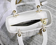Dior Lady White Handbag With Gold Hardware 24CM - 5