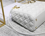 Dior Lady White Handbag With Gold Hardware 24CM - 3