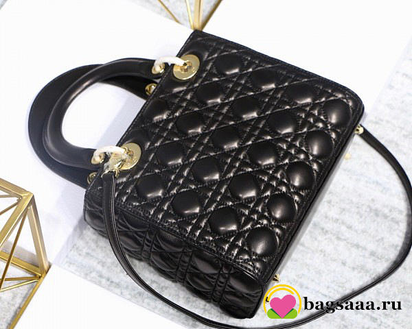 Dior Lady Black Handbag With Gold Hardware 24CM - 1