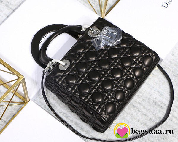 Dior Lady Black Handbag With Silver Hardware 24CM - 1
