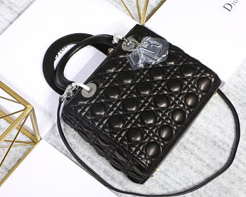 Dior Lady Black Handbag With Silver Hardware 24CM