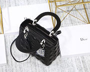 Dior Lady Black Handbag With Silver Hardware 24CM - 5