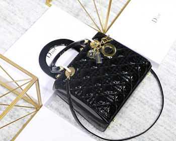 Dior Lady Handbag in Black With Gold Hardware 24CM