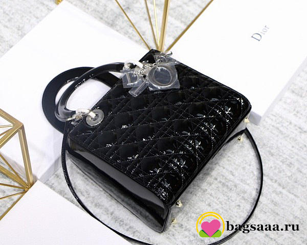 Dior Lady Handbag in Black With Silver Hardware 24CM - 1