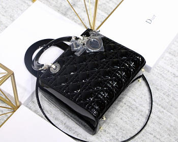 Dior Lady Handbag in Black With Silver Hardware 24CM