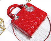 Dior Lady Handbag in Red With Silver Hardware 24CM - 1