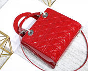 Dior Lady Handbag in Red With Silver Hardware 24CM - 5