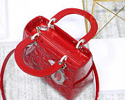 Dior Lady Handbag in Red With Silver Hardware 24CM - 3
