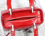Dior Lady Handbag in Red With Silver Hardware 24CM - 2