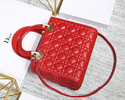 Dior Lady Red Handbag With Gold Hardware 24CM - 1