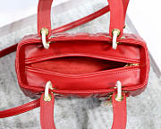 Dior Lady Red Handbag With Gold Hardware 24CM - 4