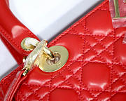 Dior Lady Red Handbag With Gold Hardware 24CM - 3