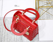 Dior Lady Red Handbag With Gold Hardware 24CM - 2