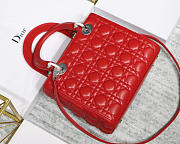 Dior Lady Red Handbag With Silver Hardware 24CM - 6