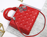 Dior Lady Red Handbag With Silver Hardware 24CM - 5