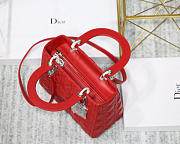 Dior Lady Red Handbag With Silver Hardware 24CM - 4