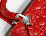 Dior Lady Red Handbag With Silver Hardware 24CM - 3