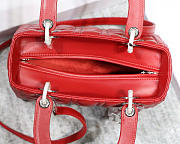 Dior Lady Red Handbag With Silver Hardware 24CM - 2