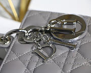 Dior Lady Gray Handbag With Silver Hardware 24CM - 6