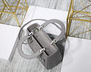 Dior Lady Gray Handbag With Silver Hardware 24CM - 4