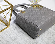 Dior Lady Gray Handbag With Gold Hardware 24CM - 6