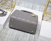 Dior Lady Gray Handbag With Gold Hardware 24CM - 4