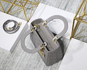 Dior Lady Gray Handbag With Gold Hardware 24CM - 2