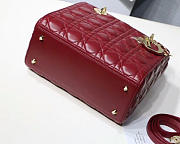 Dior Lady Wine Red Handbag With Gold Hardware 24CM - 6